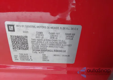 2020 Chevrolet Blazer Fwd 1Lt from USA, damaged, VIN 3GNKBBRA1LS669618